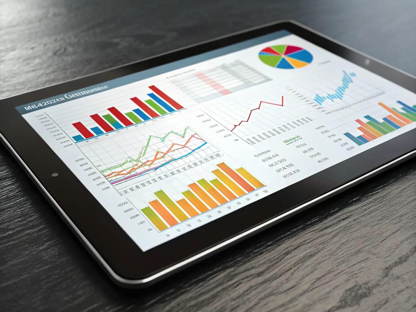A detailed financial report displayed on a tablet, showcasing graphs and charts that represent TuranBuh's financial reporting services.